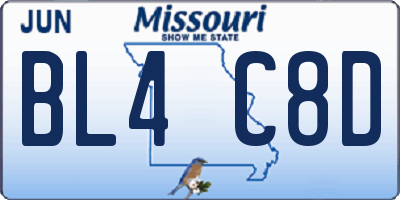 MO license plate BL4C8D