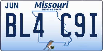 MO license plate BL4C9I
