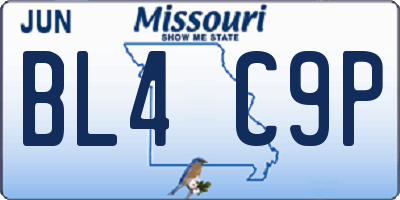 MO license plate BL4C9P