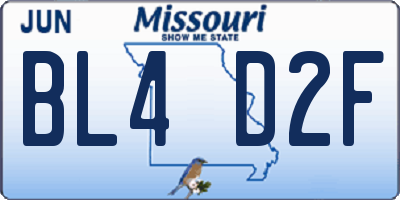 MO license plate BL4D2F