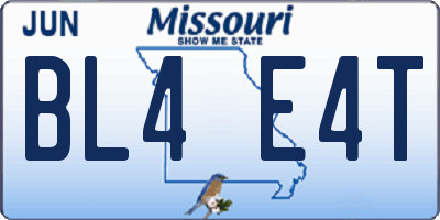 MO license plate BL4E4T