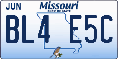 MO license plate BL4E5C