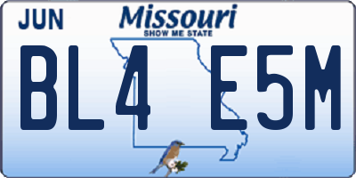 MO license plate BL4E5M