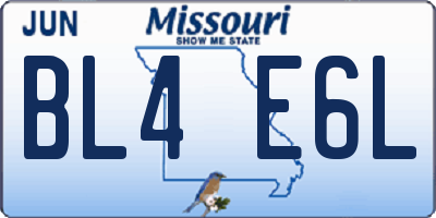 MO license plate BL4E6L
