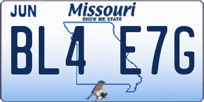 MO license plate BL4E7G