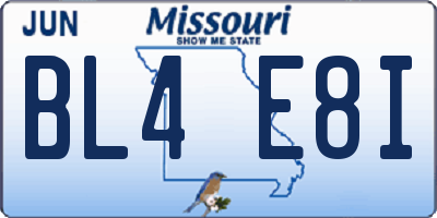 MO license plate BL4E8I