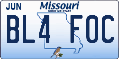 MO license plate BL4F0C