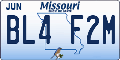 MO license plate BL4F2M