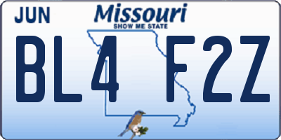 MO license plate BL4F2Z