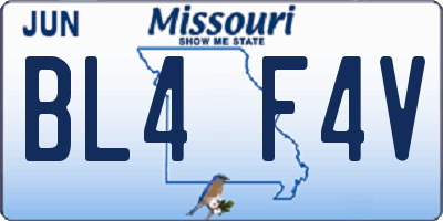 MO license plate BL4F4V