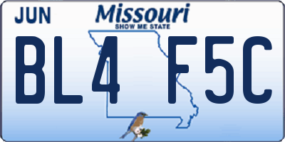 MO license plate BL4F5C