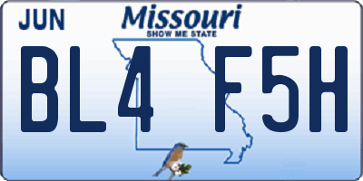 MO license plate BL4F5H