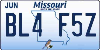 MO license plate BL4F5Z