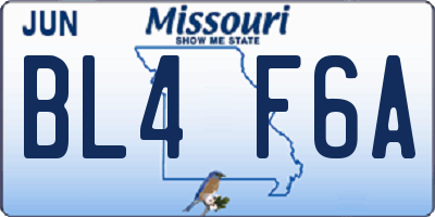MO license plate BL4F6A