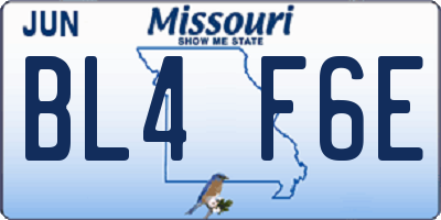MO license plate BL4F6E