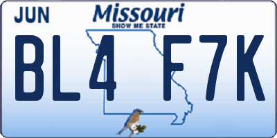 MO license plate BL4F7K