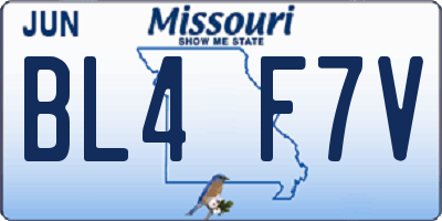 MO license plate BL4F7V