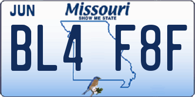 MO license plate BL4F8F