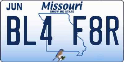 MO license plate BL4F8R