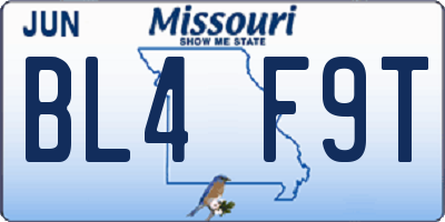 MO license plate BL4F9T