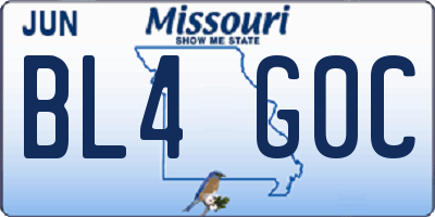MO license plate BL4G0C
