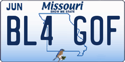 MO license plate BL4G0F