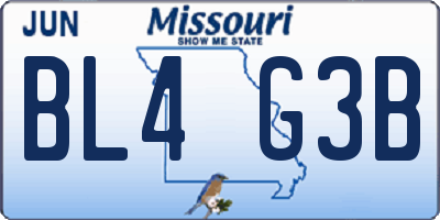MO license plate BL4G3B