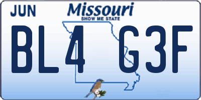 MO license plate BL4G3F