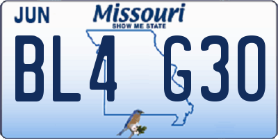 MO license plate BL4G3O