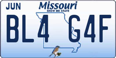 MO license plate BL4G4F