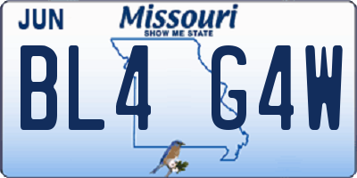 MO license plate BL4G4W