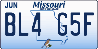 MO license plate BL4G5F