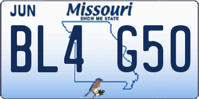 MO license plate BL4G5O