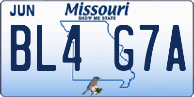 MO license plate BL4G7A