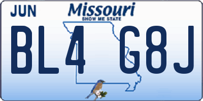 MO license plate BL4G8J