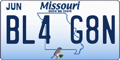 MO license plate BL4G8N