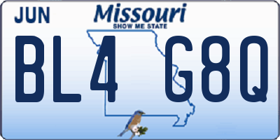 MO license plate BL4G8Q