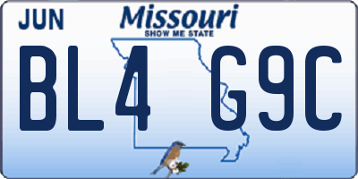 MO license plate BL4G9C
