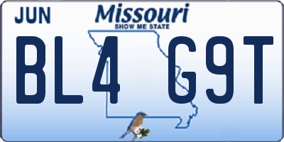 MO license plate BL4G9T