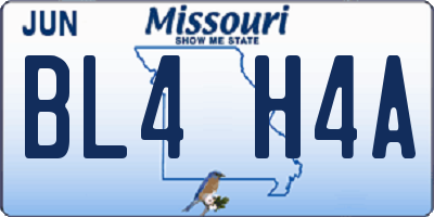 MO license plate BL4H4A