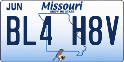 MO license plate BL4H8V
