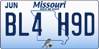 MO license plate BL4H9D