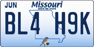 MO license plate BL4H9K