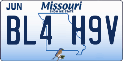 MO license plate BL4H9V