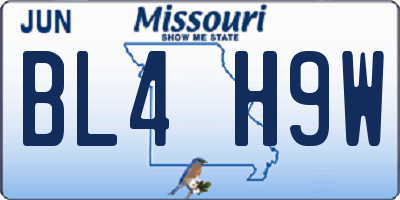MO license plate BL4H9W