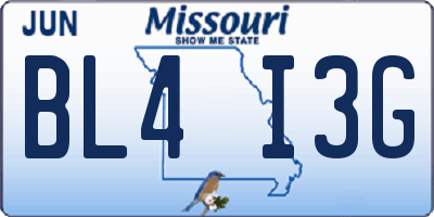 MO license plate BL4I3G
