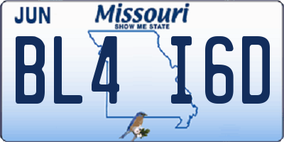 MO license plate BL4I6D