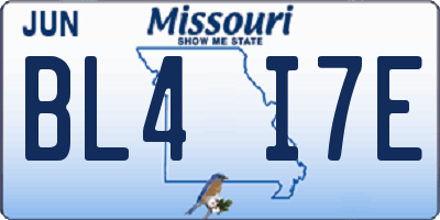 MO license plate BL4I7E