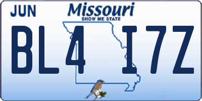MO license plate BL4I7Z