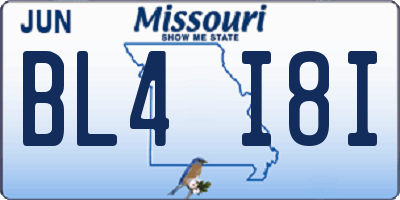 MO license plate BL4I8I